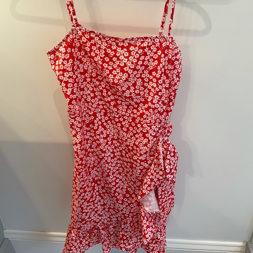 Red and white dress
